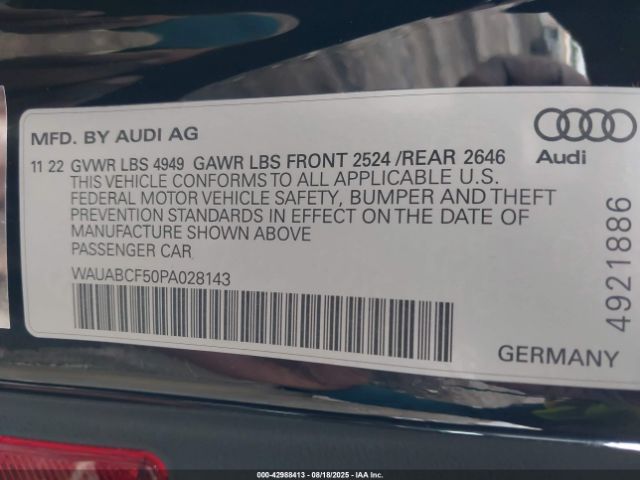 2023 AUDI A5 SPORTBACK WAUABCF50PA028143 Photo 8