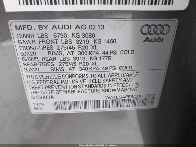 2013 AUDI Q7 WA1LGAFE6DD012373 Photo 8