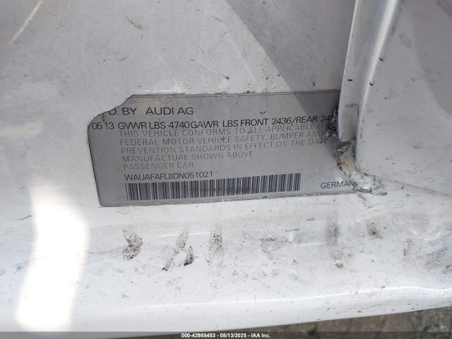 2013 AUDI A4 WAUAFAFL8DN051021 Photo 8