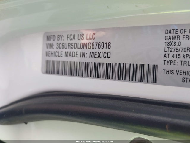 3C6UR5DL0MG676918 RAM 2021