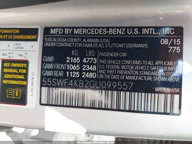 Mercedes-Benz C-Class 2016 55SWF4KB2GU099557 Image 9