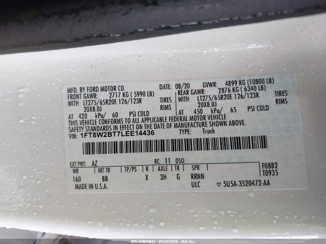 1FT8W2BT7LEE14436 Ford F-250