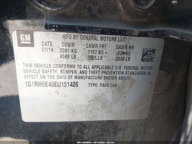 1G1RH6E49EU151426 Chevrolet luu - ffv, e-flex, fam