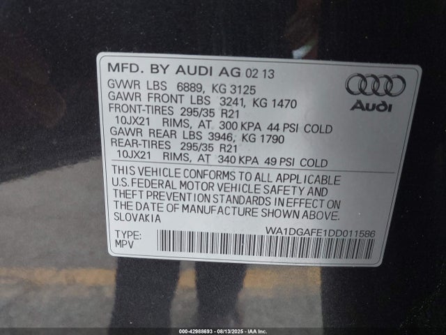 2013 AUDI Q7 WA1DGAFE1DD011586 Photo 8