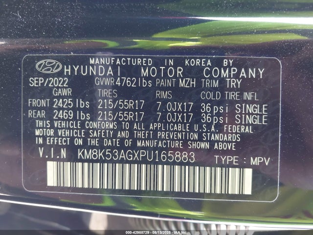 KM8K53AGXPU165883 Hyundai Kona