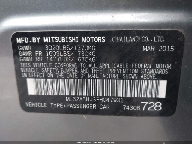 2015 MITSUBISHI MIRAGE ML32A3HJ3FH047931 Photo 8