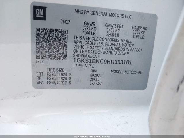 1GKS1BKC9HR353101 GMC l83 -sidi: spark ignited direct injection, vvt: variable valve timing, afm, e85 max, alum