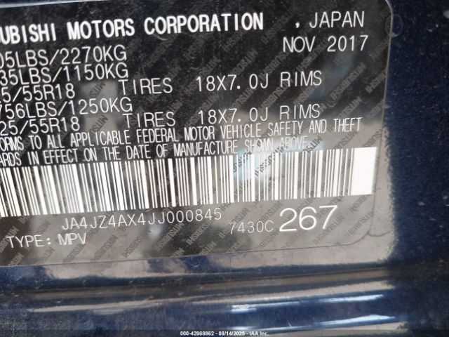 2018 MITSUBISHI OUTLANDER JA4JZ4AX4JJ000845 Photo 8