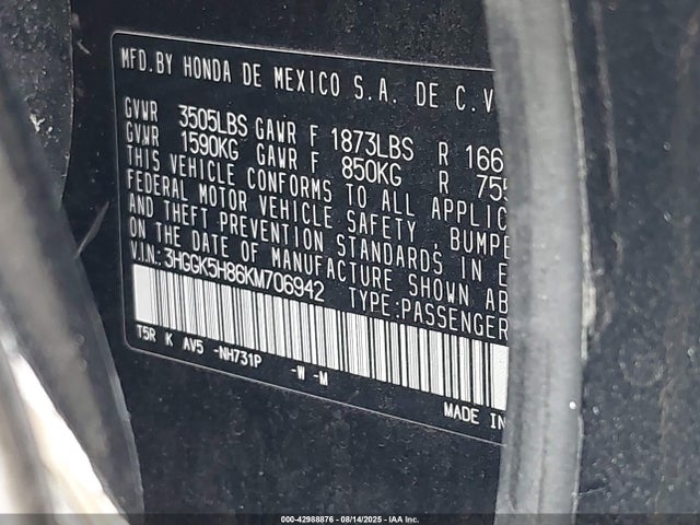 3HGGK5H86KM706942 Honda l15b1