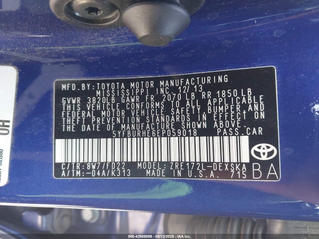 Toyota 2zr-fe 2014 5YFBURHE6EP059018 Image 9