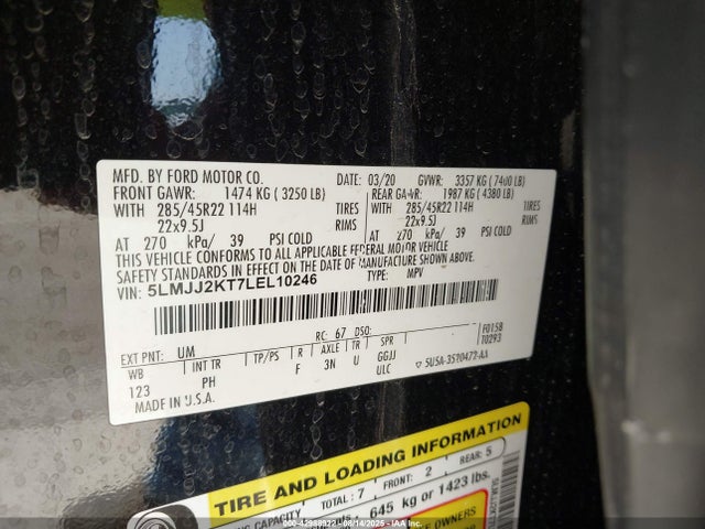 5LMJJ2KT7LEL10246 Lincoln 3.5l gtdi