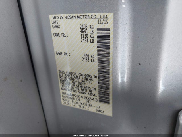 1N4AA6AP2GC420843 Nissan 2016