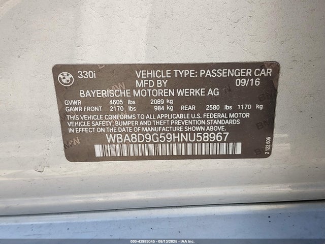 WBA8D9G59HNU58967 BMW 2017