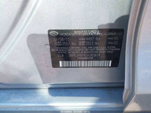 5NPE24AFXGH265614 Hyundai dohc gdi theta-ii