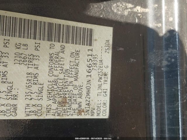 2018 NISSAN MURANO 5N1AZ2MH0JN166511 Photo 8