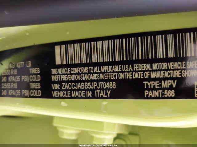 Jeep Renegade 2018 ZACCJABB5JPJ70488 Image 9