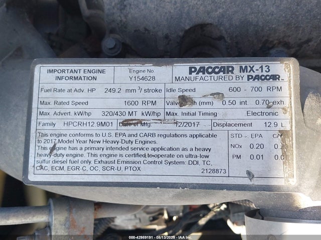 42989191 :رقم المزاد ، 1XPBDP9X1KD492330 vin ، 2019 Peterbilt 579 مزاد بيع