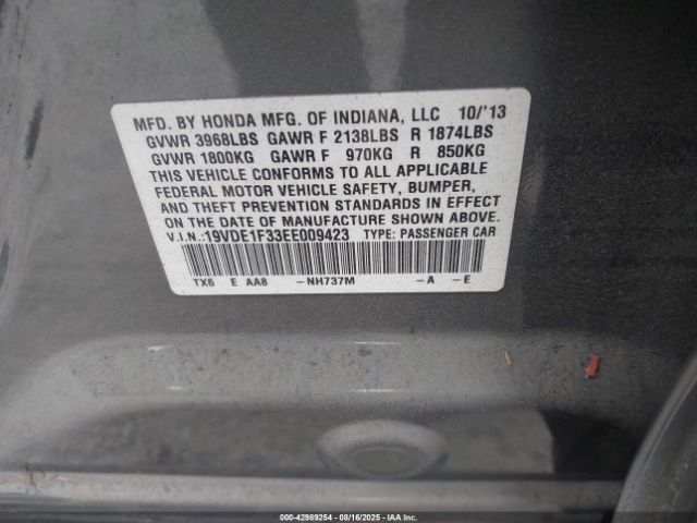 2014 ACURA ILX 19VDE1F33EE009423 Photo 8