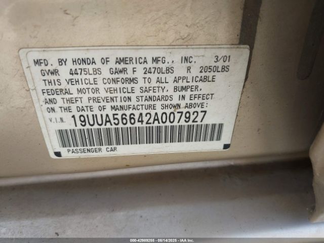 2002 ACURA TL 19UUA56642A007927 Photo 8