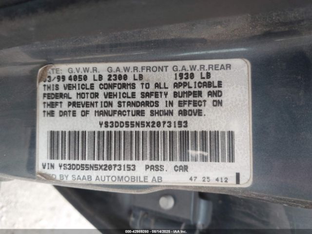 1999 SAAB 9-3 YS3DD55N5X2073153 Photo 8