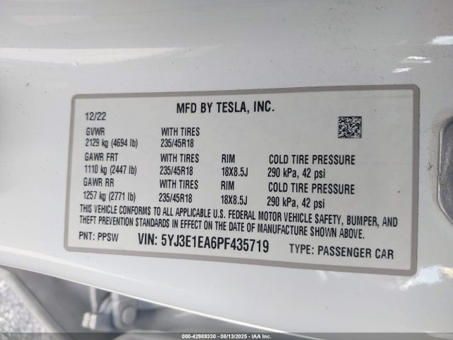 2023 TESLA MODEL 3 5YJ3E1EA6PF435719 Photo 8