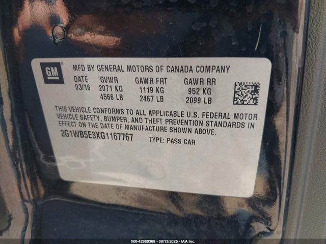 2G1WB5E3XG1167767 Chevrolet lfx - sidi, vvt, e85 max, alum gm