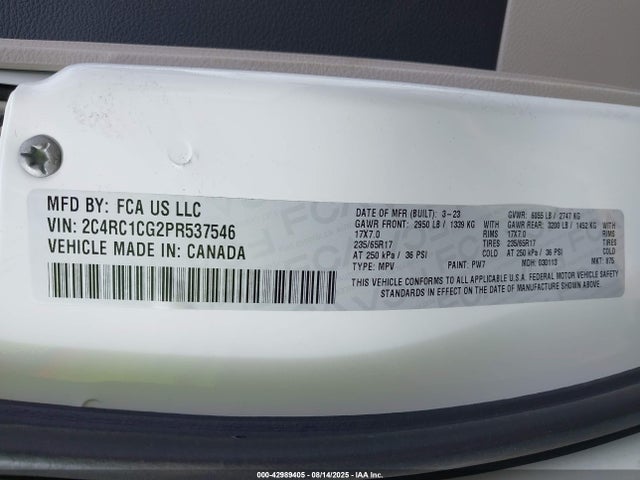 2C4RC1CG2PR537546 Chrysler 2023