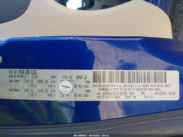 2C4RDGCG9LR183759 Dodge Grand Caravan