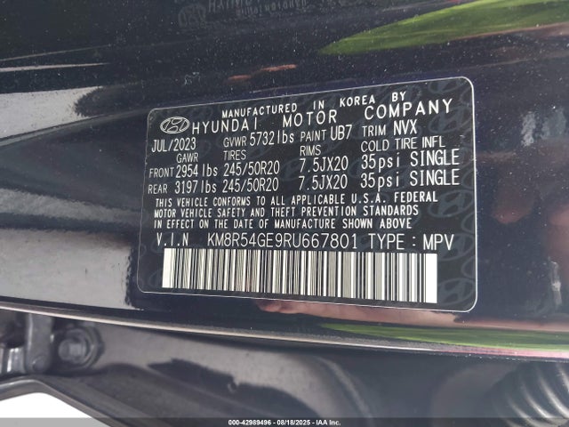 KM8R54GE9RU667801 Hyundai gdi lambda ii