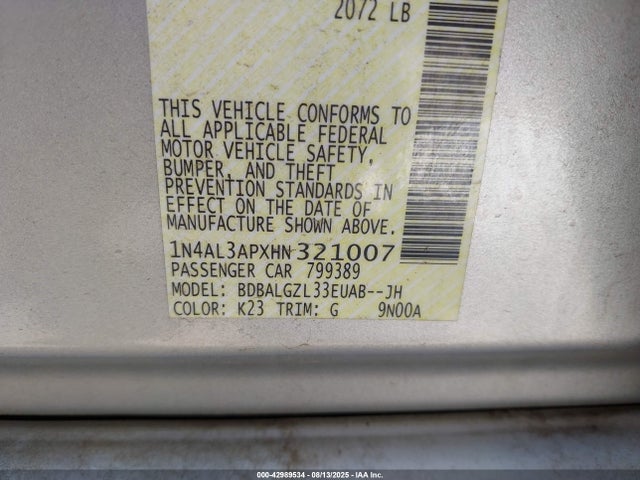 1N4AL3APXHN321007 Nissan Altima