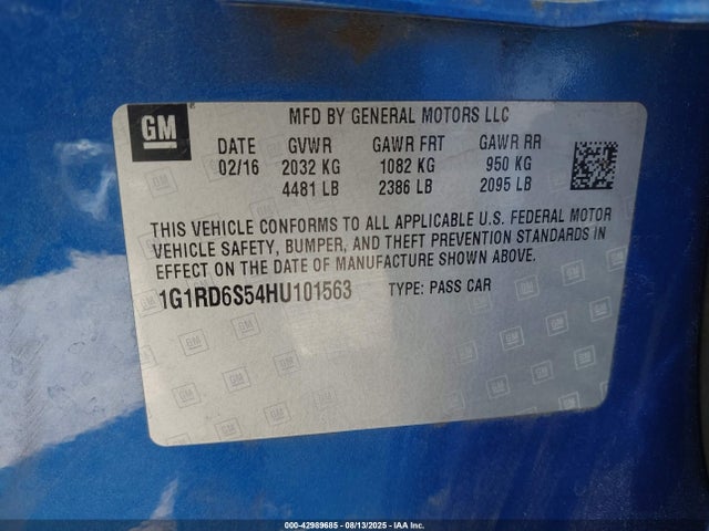 1G1RD6S54HU101563 Chevrolet l3a - di: direct injectio, vvt: variable valve timing, hybrid, gen 1