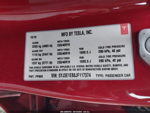 2018 TESLA MODEL 3 5YJ3E1EB8JF117374 Photo 8