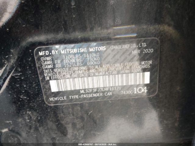 2020 MITSUBISHI MIRAGE G4 ML32F3FJ7LHF11371 Photo 8