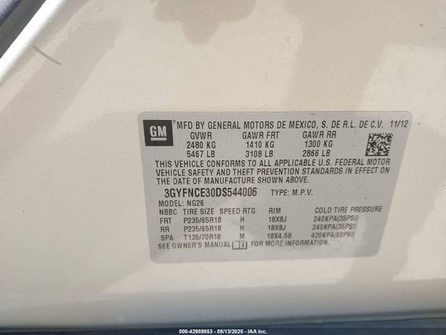 2013 CADILLAC SRX 3GYFNCE30DS544006 Photo 8