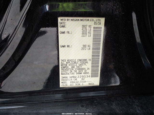 1N4AL3AP8GC229534 Nissan 2016
