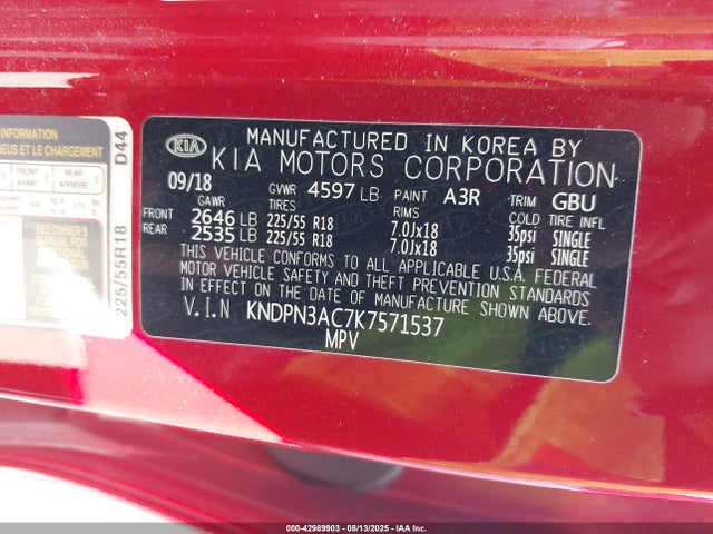 KIA gdi theta ii 2019 KNDPN3AC7K7571537 Image 9