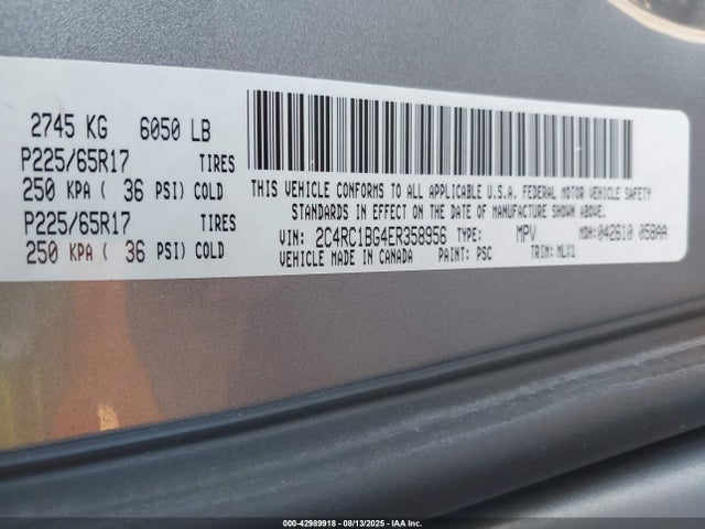 2C4RC1BG4ER358956 Chrysler 2014