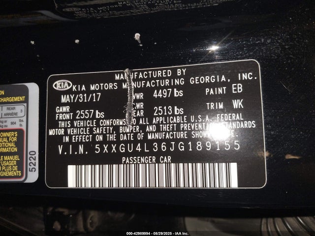 5XXGU4L36JG189155 KIA gdi