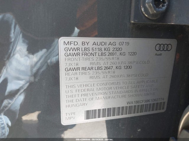 2019 AUDI Q3 WA1BECF38K1082774 Photo 8