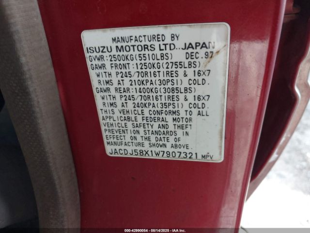 1998 ISUZU TROOPER JACDJ58X1W7907321 Photo 8