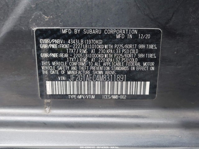JF2GTAEC4M8311891 Subaru na