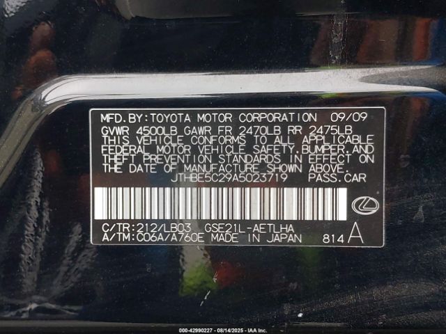 2010 LEXUS IS 350 JTHBE5C29A5023719 Photo 8