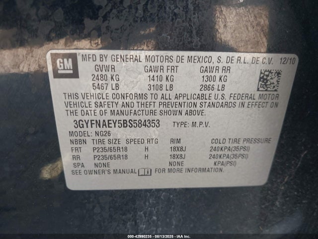 2011 CADILLAC SRX 3GYFNAEY5BS584353 Photo 8