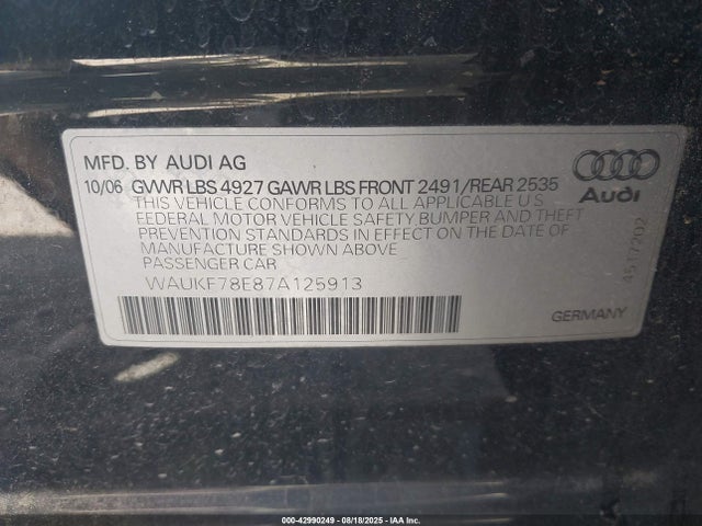 2007 AUDI A4 WAUKF78E87A125913 Photo 8