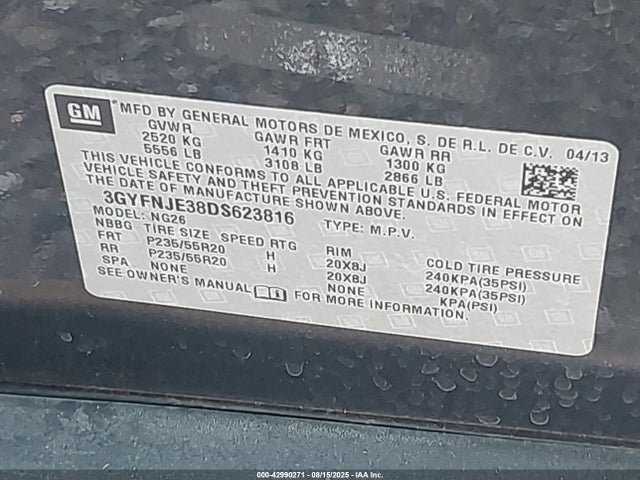 2013 CADILLAC SRX 3GYFNJE38DS623816 Photo 8