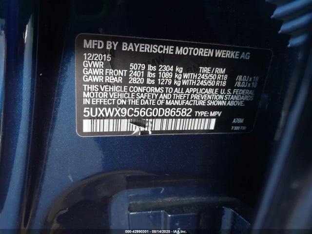 5UXWX9C56G0D86582 BMW X3