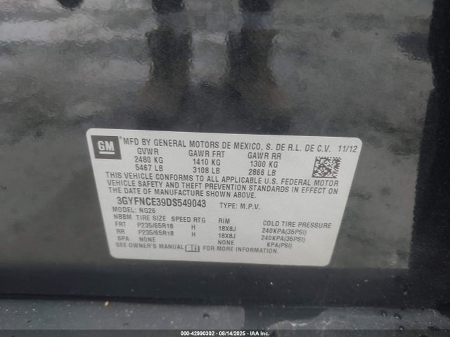 2013 CADILLAC SRX 3GYFNCE39DS549043 Photo 8