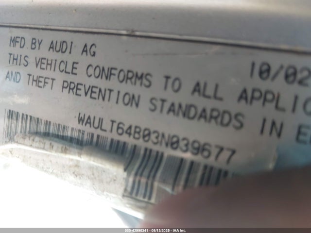 2003 AUDI A6 WAULT64B03N039677 Photo 8
