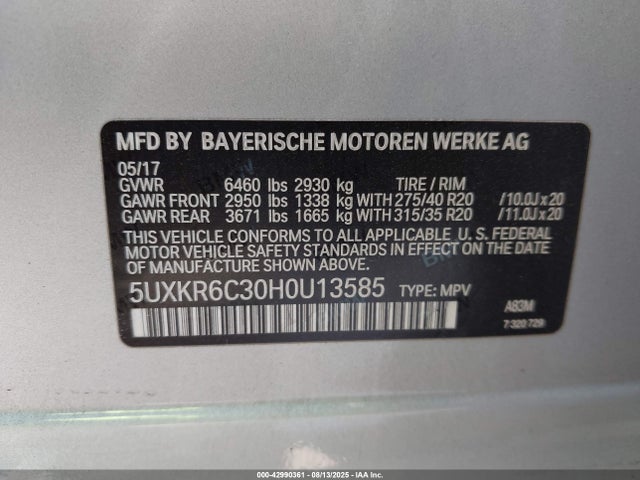 5UXKR6C30H0U13585 BMW X5