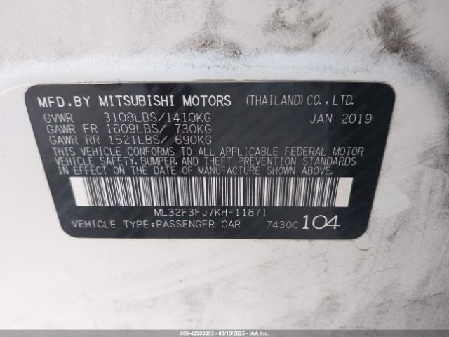 2019 MITSUBISHI MIRAGE G4 ML32F3FJ7KHF11871 Photo 8